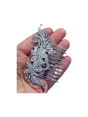Silver Rhinestone Floral Hair Comb - Elegant Hair Accessory FINAL PRICE DROP